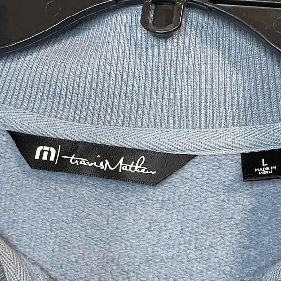 Travis Mathew Light Blue Cloud Quarter Zip Crewneck Sweater